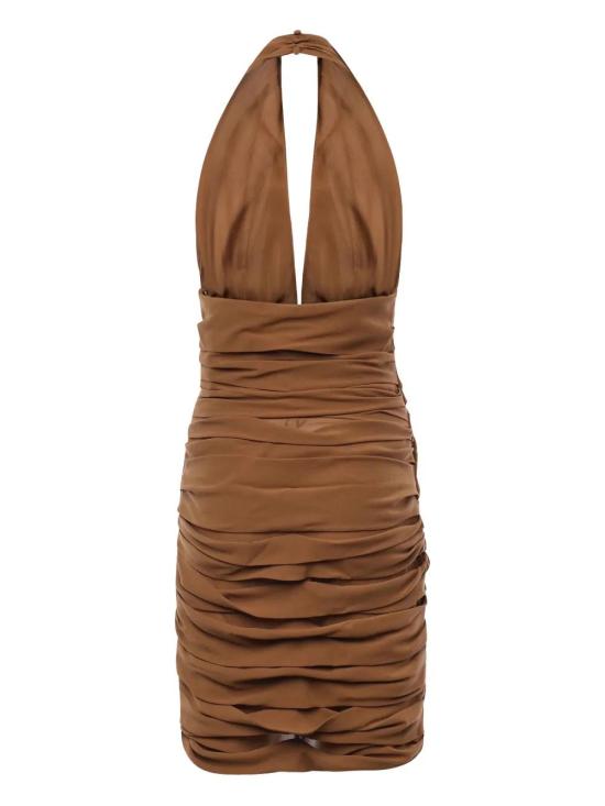  생로랑 숏 원피스 811012Y7121 chestnut - SAINT LAURENT