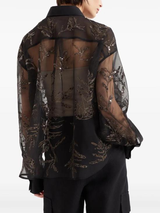  브루넬로 쿠치넬리 블라우스 MF940HH626C101 black - BRUNELLO CUCINELLI