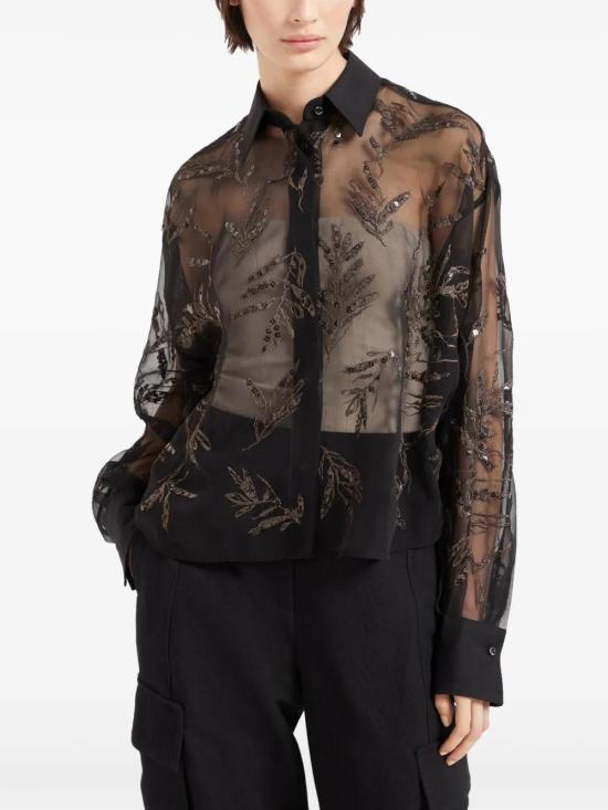  브루넬로 쿠치넬리 블라우스 MF940HH626C101 black - BRUNELLO CUCINELLI