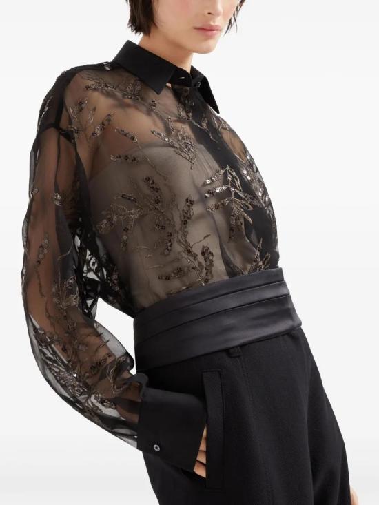  브루넬로 쿠치넬리 블라우스 MF940HH626C101 black - BRUNELLO CUCINELLI