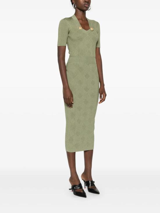  발망 미디 원피스 DF0RK061KH60 olive green - BALMAIN