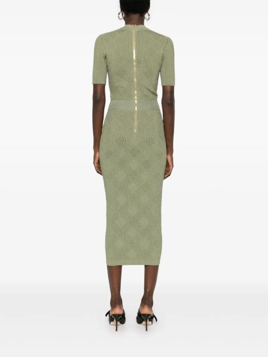  발망 미디 원피스 DF0RK061KH60 olive green - BALMAIN