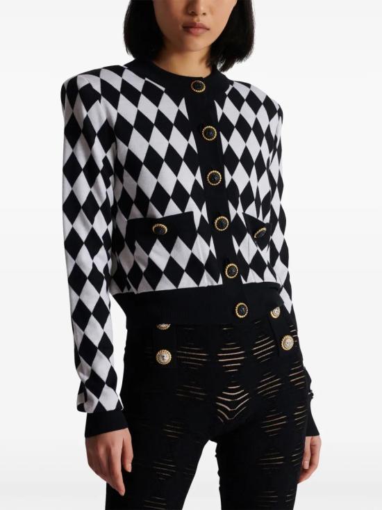  발망 가디건 DF1KL133KG60 white - BALMAIN