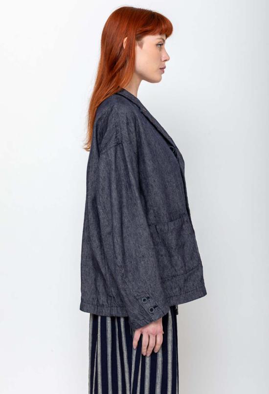  이치 앤티퀴트 데님 원피스 Ichi Antiquites 데님 재킷 네이비 - ICHI ANTIQUITES