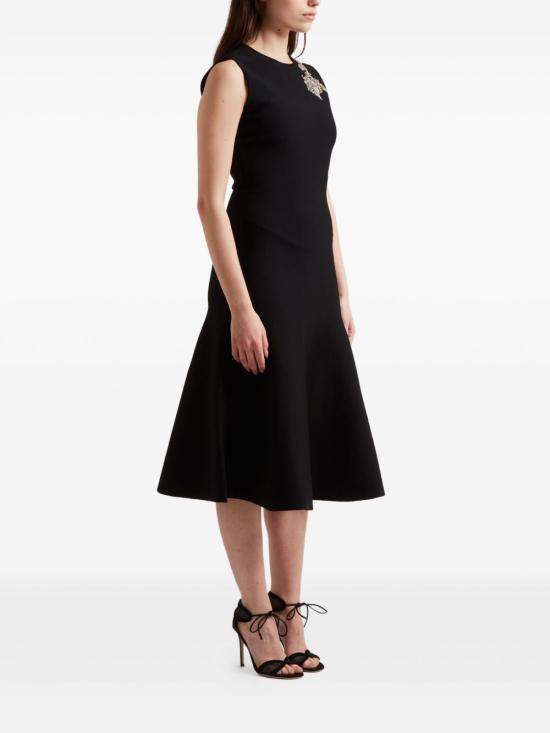 25SS 알렉산더 맥퀸 미디 원피스 829732Q1BDP 1011 Black - ALEXANDER MCQUEEN