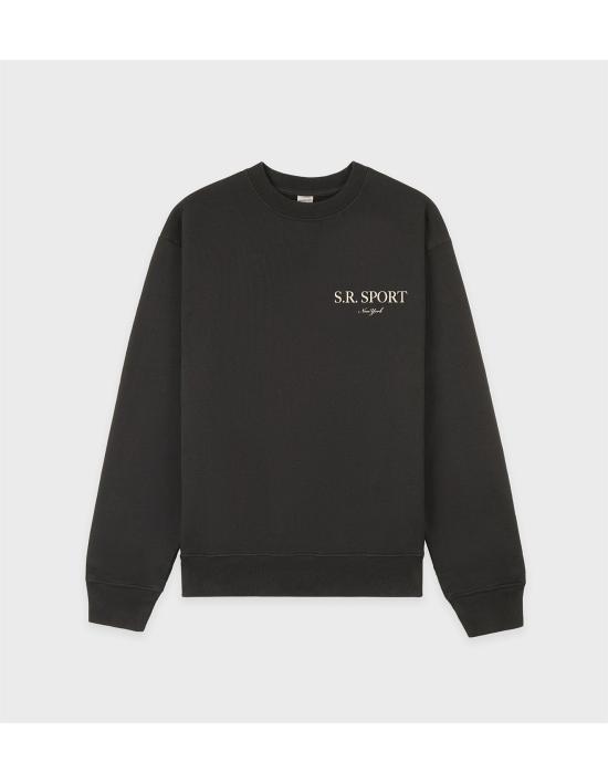  스포티앤리치 긴팔 티셔츠 ST071512304BA02 FADED BLACK CREAM DOM