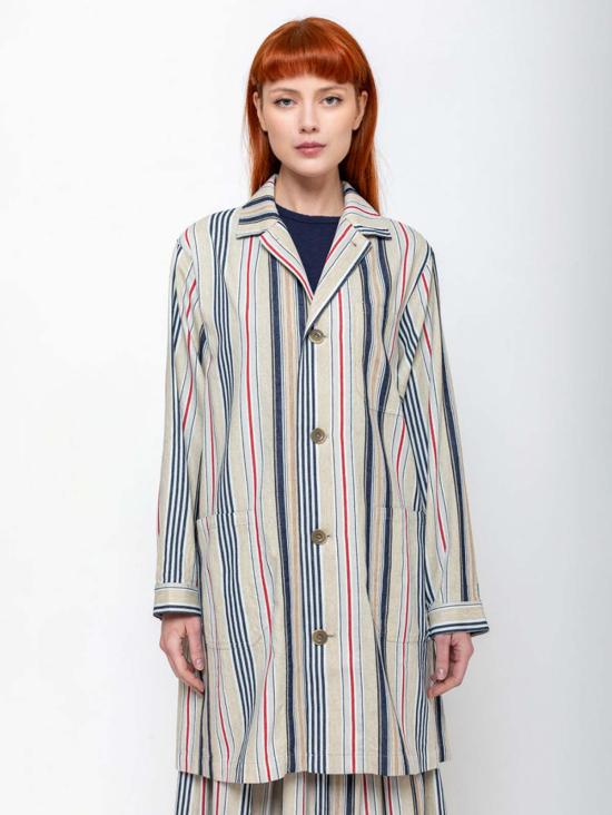  이치 앤티퀴트 자켓 Ichi Antiquites 인디고 스트라이프 아뜰리에 재킷 멀티 스트라이프 - ICHI ANTIQUITES