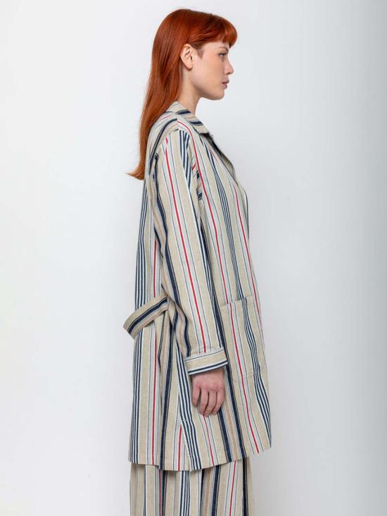  이치 앤티퀴트 자켓 Ichi Antiquites 인디고 스트라이프 아뜰리에 재킷 멀티 스트라이프 - ICHI ANTIQUITES