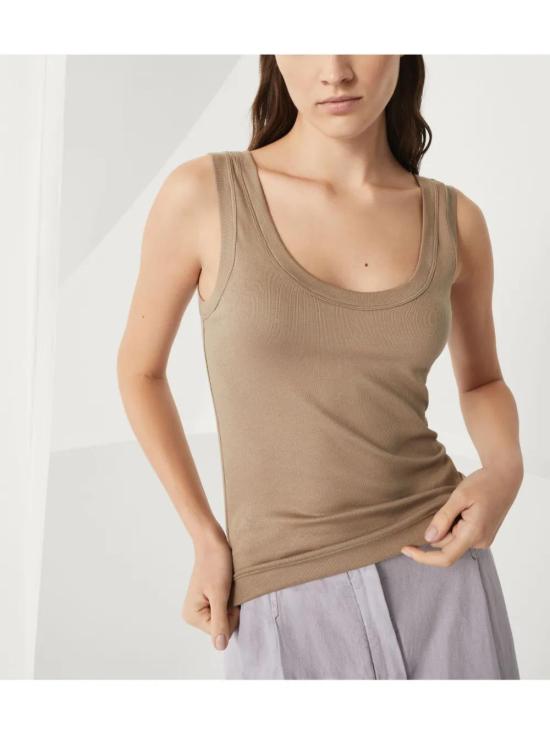  브루넬로 쿠치넬리 민소매 티셔츠 M0TC8FX210C9447 beige - BRUNELLO CUCINELLI