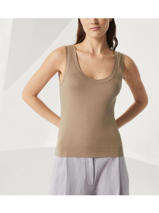  브루넬로 쿠치넬리 민소매 티셔츠 M0TC8FX210C9447 beige - BRUNELLO CUCINELLI