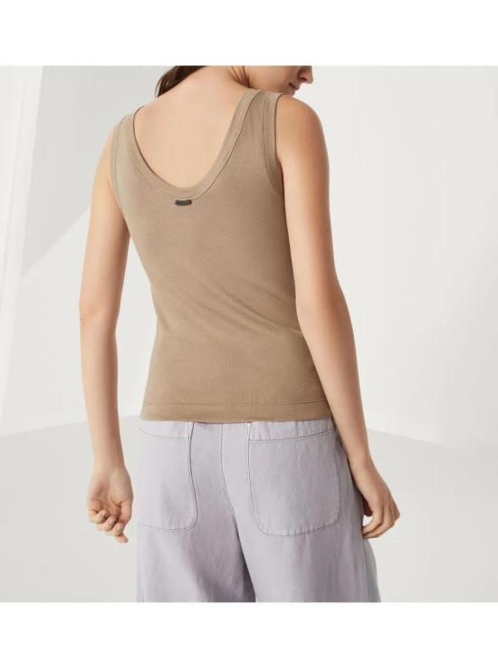  브루넬로 쿠치넬리 민소매 티셔츠 M0TC8FX210C9447 beige - BRUNELLO CUCINELLI