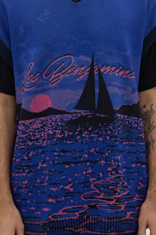  레벤자민 니트 베스트 LEBM241PRSL031MT BLUE FIREBALL DOM - LES BENJAMINS