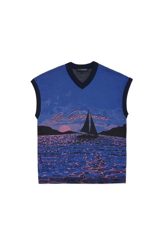  레벤자민 니트 베스트 LEBM241PRSL031MT BLUE FIREBALL DOM