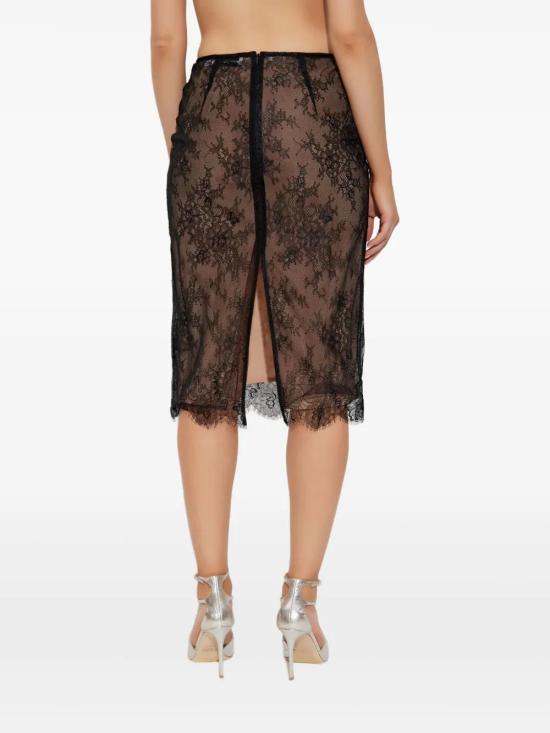  셀프 포트레이트 미디 스커트 SS25172MSK black - SELF PORTRAIT