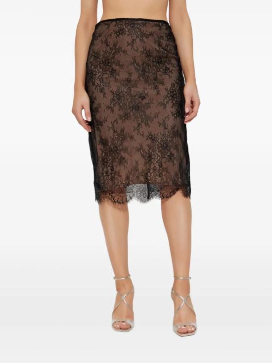  셀프 포트레이트 미디 스커트 SS25172MSK black - SELF PORTRAIT