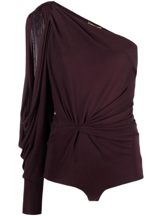  생로랑 바디수트 티셔츠 727457Y080Q purple - SAINT LAURENT