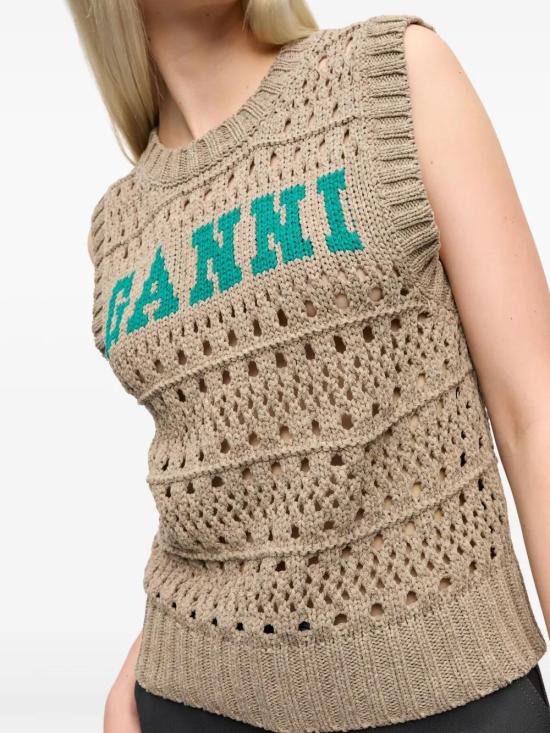  가니 민소매 티셔츠 K2428 sand beige - GANNI