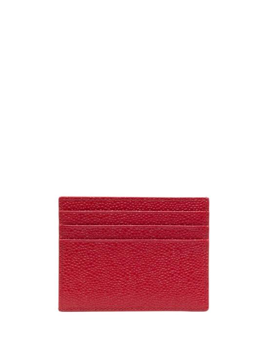26FW 톰브라운 페블 그레인 레더 스트라이프 노트 카드 홀더 MAW031L00198 600 RED - THOM BROWNE