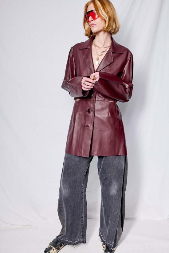  Jovana Markovic 자켓 조바나 마르코비치 아나 가죽 재킷 버건디 - OTHER BRANDS