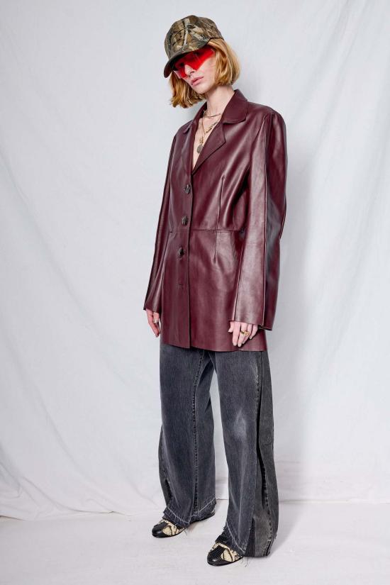  Jovana Markovic 자켓 조바나 마르코비치 아나 가죽 재킷 버건디 - OTHER BRANDS