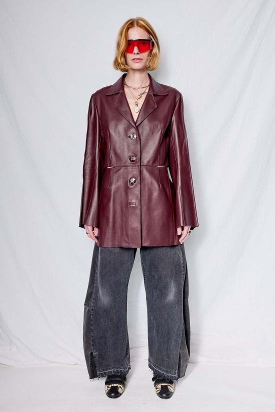  Jovana Markovic 자켓 조바나 마르코비치 아나 가죽 재킷 버건디