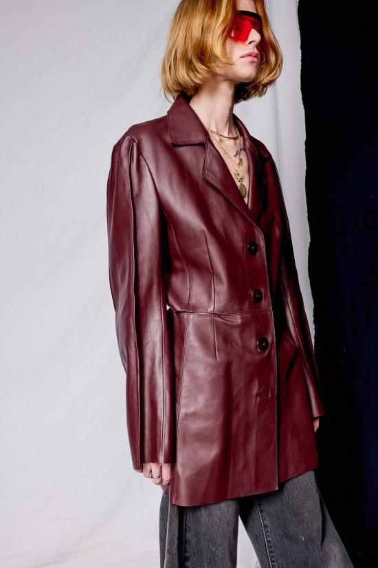  Jovana Markovic 자켓 조바나 마르코비치 아나 가죽 재킷 버건디 - OTHER BRANDS