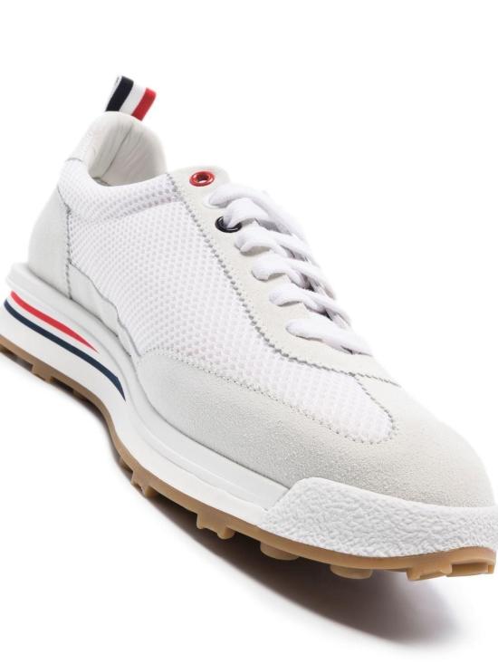 25FW 톰브라운 파인 키드 스웨이드 테크 러너 베이지 MFD180A03050 100 WHITE - THOM BROWNE
