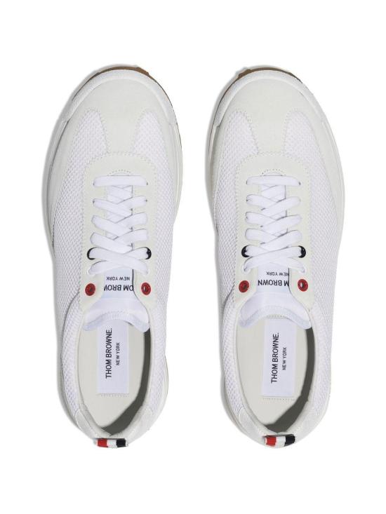 25FW 톰브라운 파인 키드 스웨이드 테크 러너 베이지 MFD180A03050 100 WHITE - THOM BROWNE