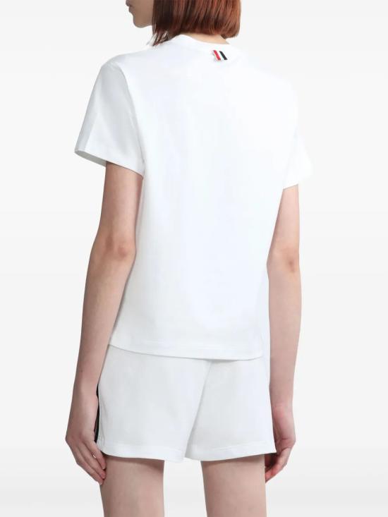 26SS 톰브라운 미드웨이트 저지 박시 숏슬리브 포켓 티셔츠 FJS123A00042 100 WHITE - THOM BROWNE