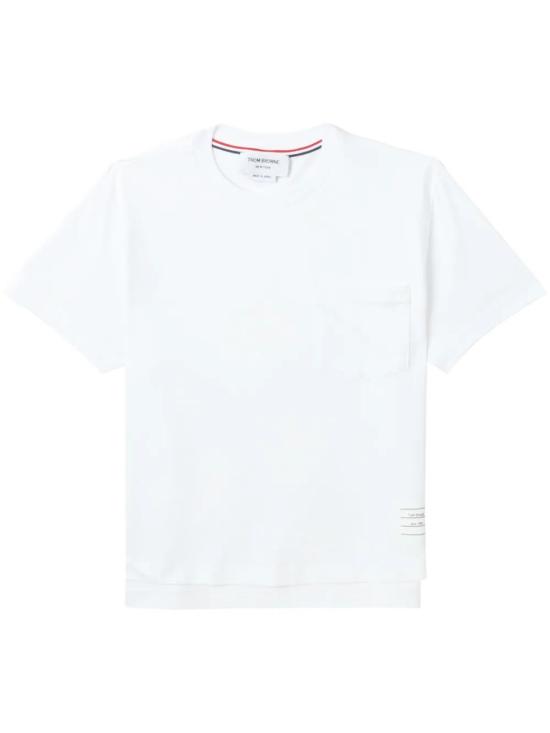 26SS 톰브라운 미드웨이트 저지 박시 숏슬리브 포켓 티셔츠 FJS123A00042 100 WHITE