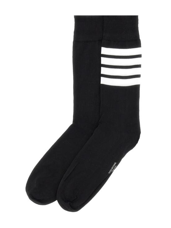 26FW 톰브라운 라이트웨이트 코튼 4바 미드카프 삭스 MAS023B01690 001 BLACK - THOM BROWNE
