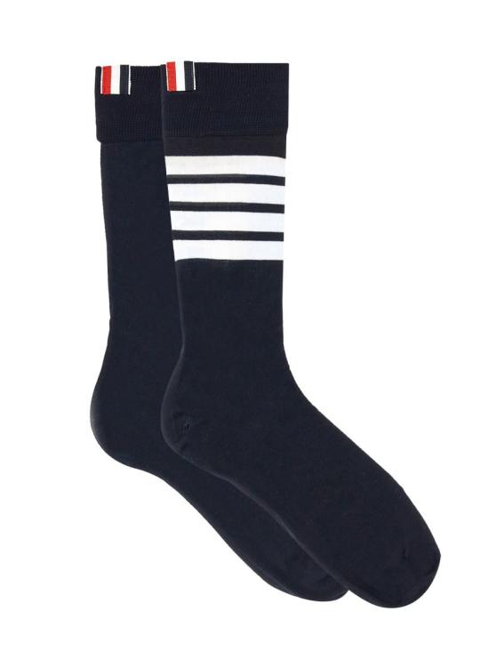 26FW 톰브라운 라이트웨이트 코튼 4바 미드카프 삭스 MAS023B01690 415 NAVY