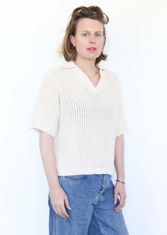  로렌 마누지안 반팔 티셔츠 랙 폴로 아이보리 - LAUREN MANOOGIAN