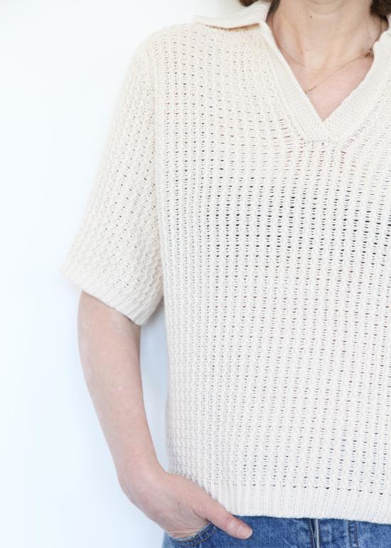  로렌 마누지안 반팔 티셔츠 랙 폴로 아이보리 - LAUREN MANOOGIAN