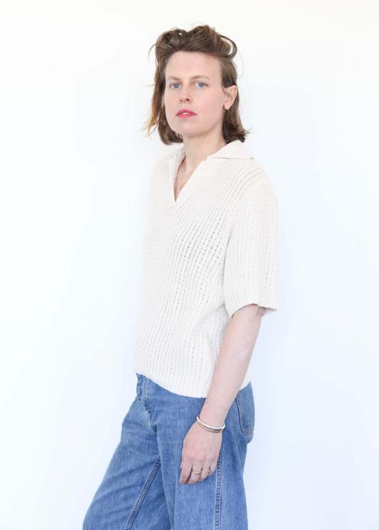  로렌 마누지안 반팔 티셔츠 랙 폴로 아이보리 - LAUREN MANOOGIAN