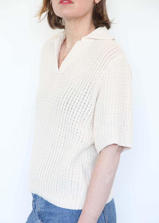  로렌 마누지안 반팔 티셔츠 랙 폴로 아이보리 - LAUREN MANOOGIAN