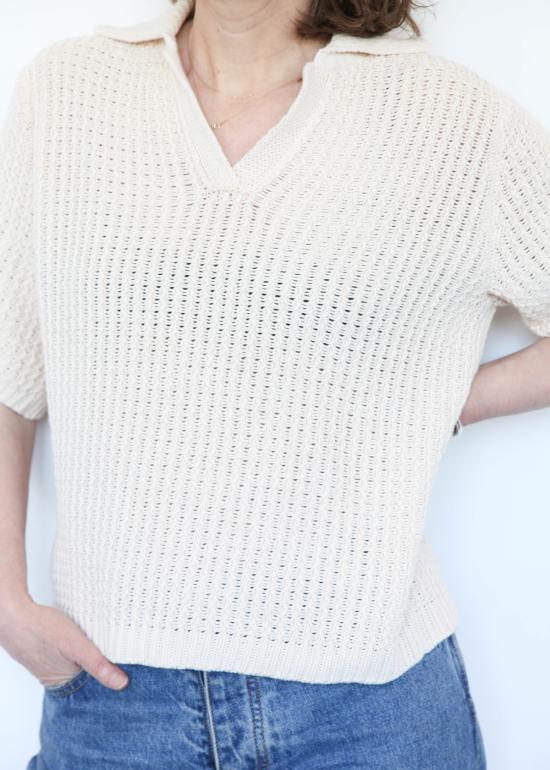  로렌 마누지안 반팔 티셔츠 랙 폴로 아이보리 - LAUREN MANOOGIAN