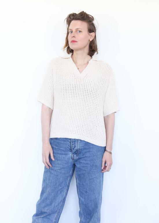  로렌 마누지안 반팔 티셔츠 랙 폴로 아이보리 - LAUREN MANOOGIAN