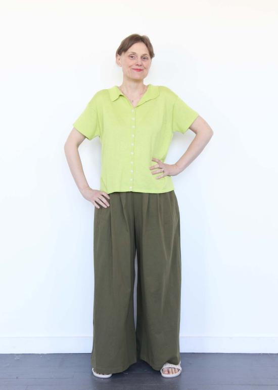  아뜰리에 델핀 블라우스 아틀리에 델핀 하이 게이지 니트  라임 - ATELIER DELPHINE