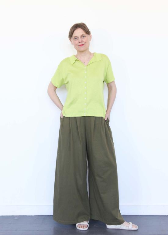  아뜰리에 델핀 블라우스 아틀리에 델핀 하이 게이지 니트  라임 - ATELIER DELPHINE