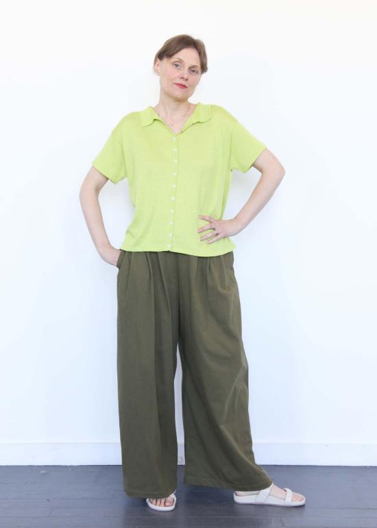  아뜰리에 델핀 블라우스 아틀리에 델핀 하이 게이지 니트  라임 - ATELIER DELPHINE