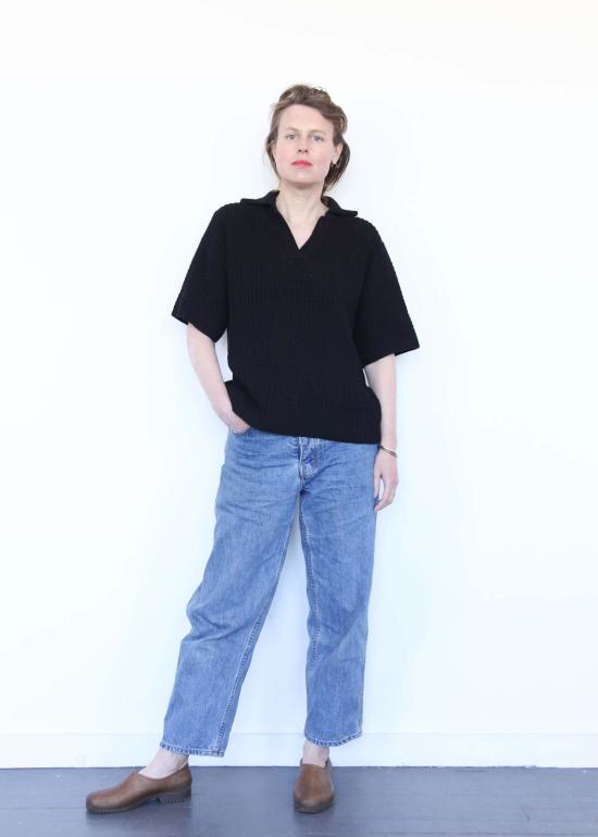  로렌 마누지안 반팔 티셔츠 랙 폴로 블랙 - LAUREN MANOOGIAN