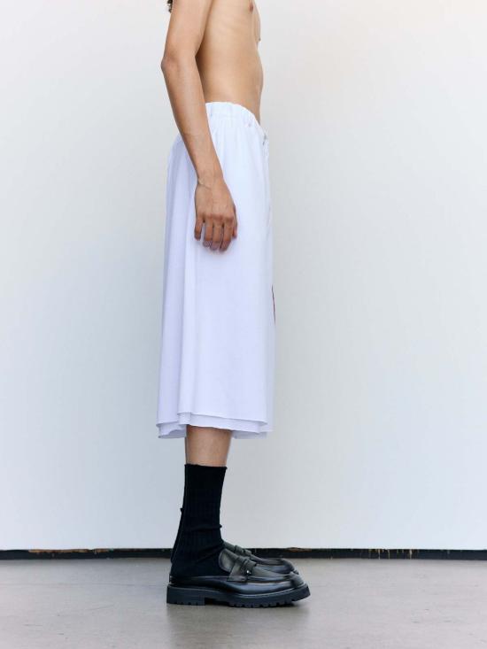  마르니 스트레이트 팬츠 프린트 인용구 코튼 3/4 팬츠 릴리 화이트 - MARNI