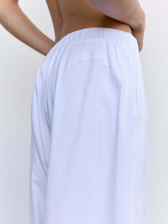  마르니 스트레이트 팬츠 프린트 인용구 코튼 3/4 팬츠 릴리 화이트 - MARNI