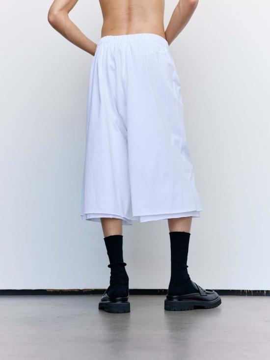  마르니 스트레이트 팬츠 프린트 인용구 코튼 3/4 팬츠 릴리 화이트 - MARNI