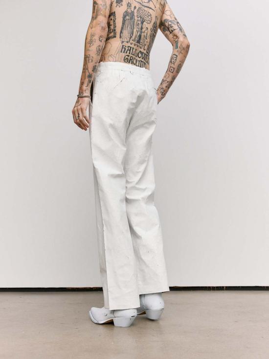  MM6 메종마르지엘라 스트레이트 팬츠 Mm6 메종 마르지엘라 페인티드 울 체크 팬츠 화이트 - MM6 MAISON MARGIELA