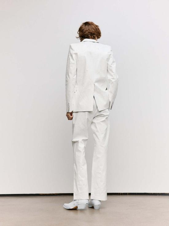  MM6 메종마르지엘라 스트레이트 팬츠 Mm6 메종 마르지엘라 페인티드 울 체크 팬츠 화이트 - MM6 MAISON MARGIELA