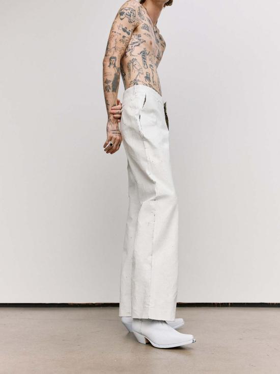  MM6 메종마르지엘라 스트레이트 팬츠 Mm6 메종 마르지엘라 페인티드 울 체크 팬츠 화이트 - MM6 MAISON MARGIELA