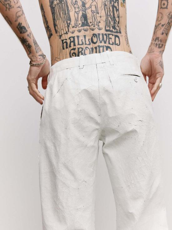  MM6 메종마르지엘라 스트레이트 팬츠 Mm6 메종 마르지엘라 페인티드 울 체크 팬츠 화이트 - MM6 MAISON MARGIELA