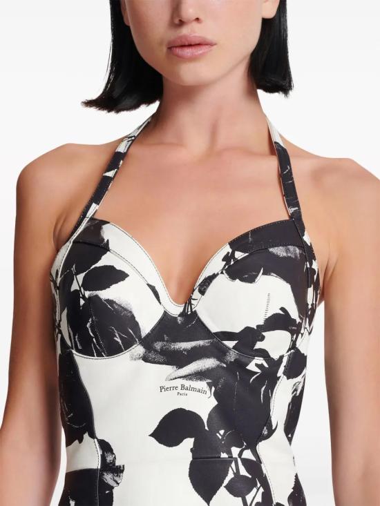  발망 숏 원피스 CF0R2320LD13 white - BALMAIN